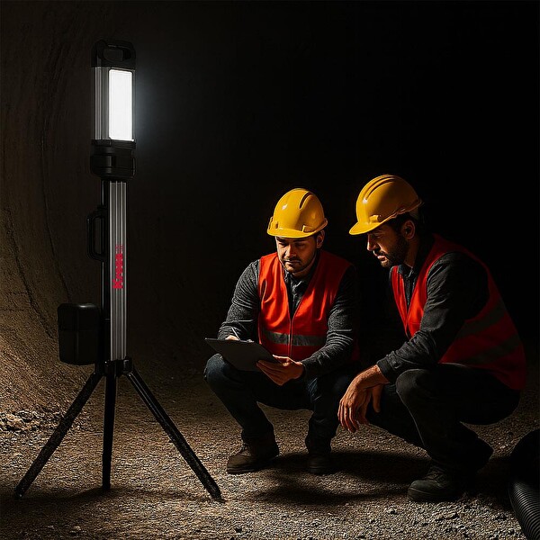 Kress KUF09.9 20Volt 2000/4500 Lümen Profesyonel Kule Tipi Teleskopik Katlanabilir LED Projektör - Akü Dahil Değildir