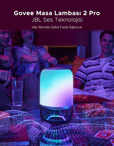 Govee H60200F1 2 Pro x JBL Hoparlörlü Type-C Şarjı 45' Masa Lambası