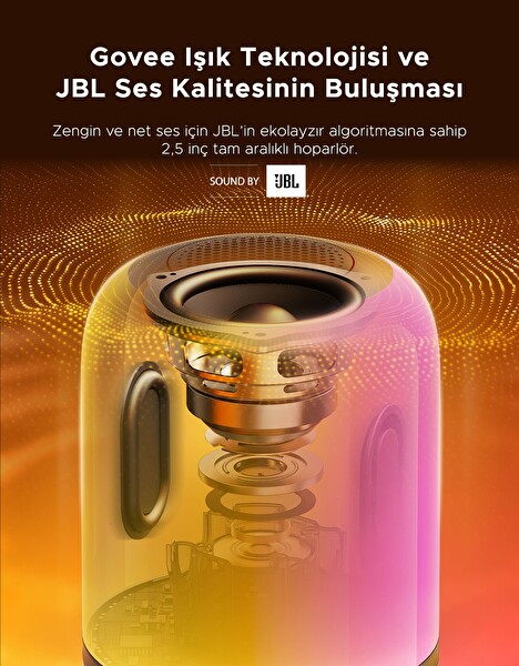 Govee H60200F1 2 Pro x JBL Hoparlörlü Type-C Şarjı 45' Masa Lambası