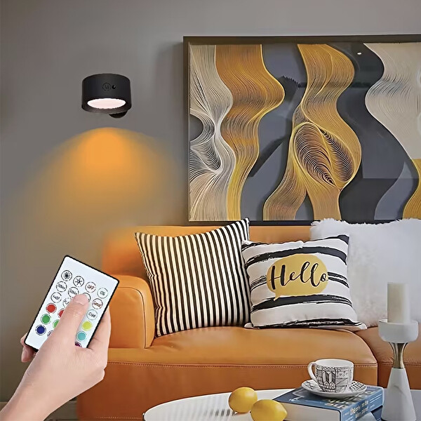 Greentech 14 Renk Dokunmatik 360 Derece Dönebilen Magnetli Şarjlı Led Aplik 2 Adet GT-CL21