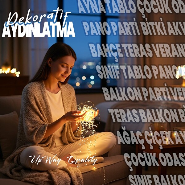 Upway 10 M Su Geçirmez Günışığı Pilli 100 Led Işık