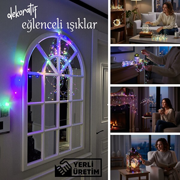 Upway 10M Su Geçirmez 4 Renkli Pilli 100 Led Işık