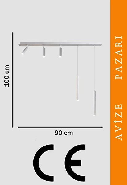 Avize Pazarı Mion Beyaz Led Spotlu Boru Sarkıt Avize