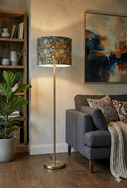 Skylight Çini Tabağı Desenli Kumaş Lambader Başlığı - Sadece Başlık