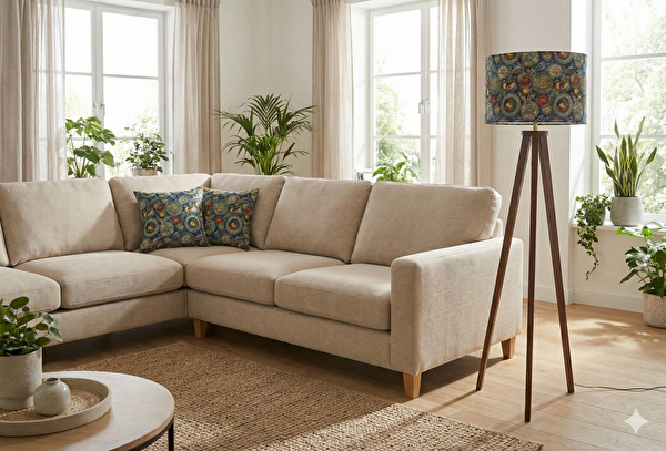 Skylight Çini Tabağı Desenli Kumaş Lambader Başlığı - Sadece Başlık