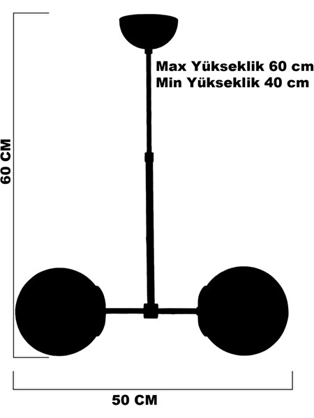 Avize Pazarı Libya 2'li Eskitme Füme Camlı Avize