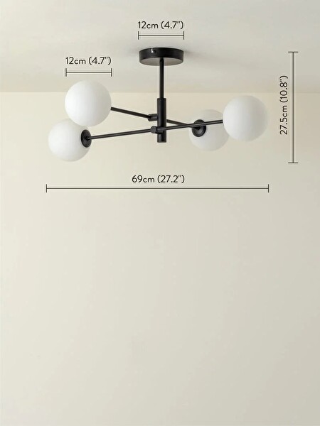 Avize Pazarı Else 4'lü Siyah Sarkıt Avize