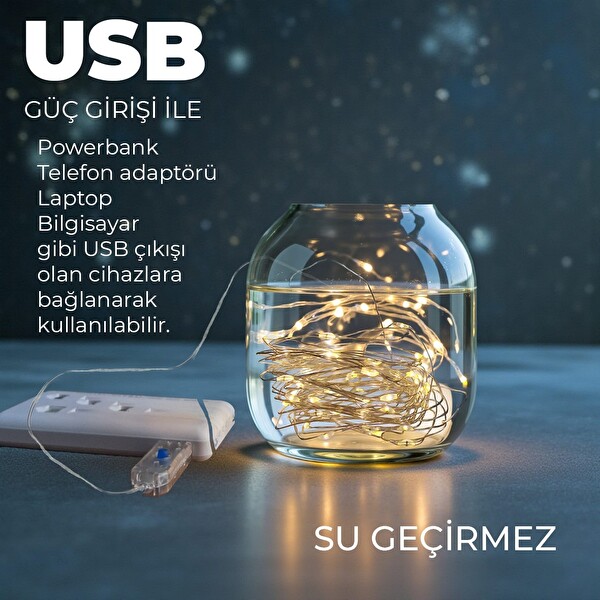 Upway 5 M Günışığı Kumandalı USB 50 Led Işık Aydınlatma