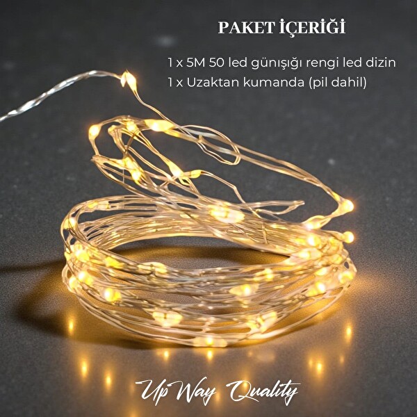 Upway 5 M Günışığı Kumandalı USB 50 Led Işık Aydınlatma