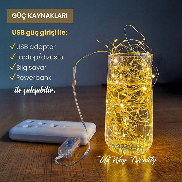 Upway 10 M Günışığı Kumandalı USB - 100 Led Işık Aydınlatma