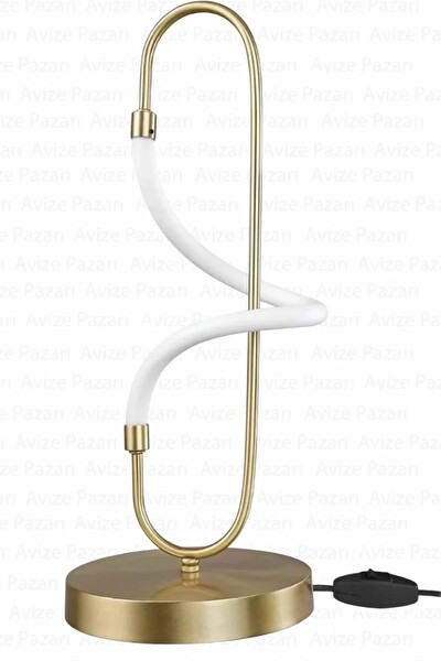 Avize Pazarı Modern Boru Ledli Masa Lambası Eskitme Altın