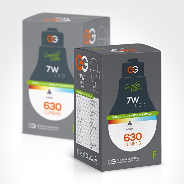 Günsan 10'lu LED Ampul 7W Gün Işığı E27 (4000K 220-240V)