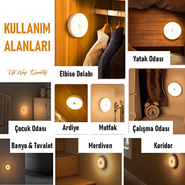 Upway Sensörlü Şarjlı Mıknatıslı Led Lamba Seti - 8 Ledli Gün Işığı 4 Adet