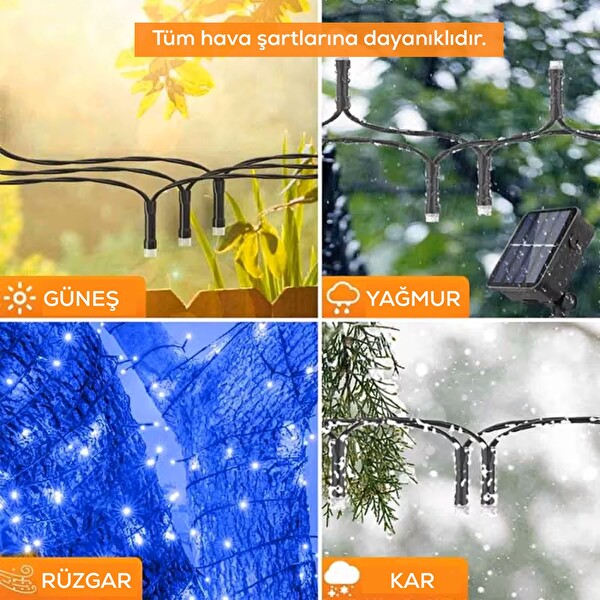 UpWay Güneş Enerjili 10m RGB 100 LED Dizin – Bahçe Balkon Teras Dekoratif Aydınlatma