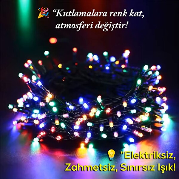 UpWay Güneş Enerjili 10m RGB 100 LED Dizin – Bahçe Balkon Teras Dekoratif Aydınlatma