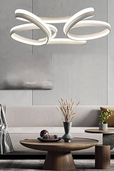 Avize Pazarı Yüksek Aydınlatmalı Kalın Kasa Papatya Model Beyaz Led Avize