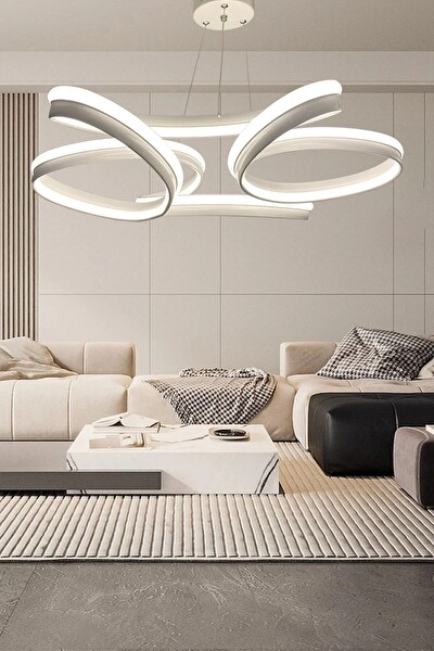Avize Pazarı Yüksek Aydınlatmalı Kalın Kasa Papatya Model Beyaz Led Avize