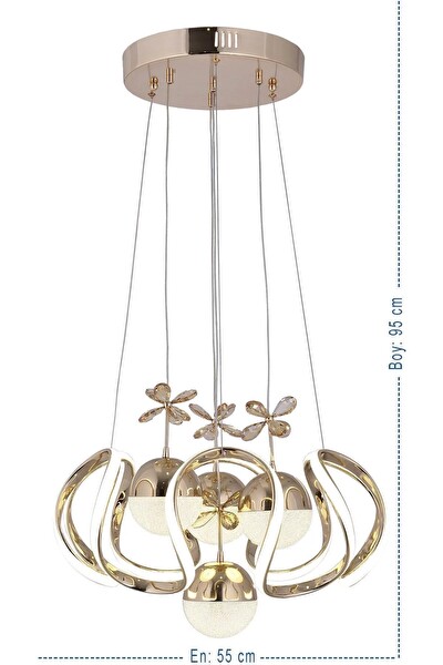 Avize Pazarı 3 Renk Sarı Beyaz ve Gün Işığı Gold Luxury Ledli Oturma Odası Avize