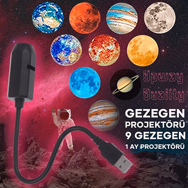Upway 10’u 1 Arada Gezegen ve Ay Projektörü - Eğitici HD Gece Lambası