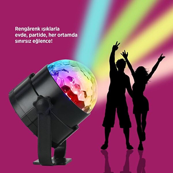 House Pratik HP89 Şarjlı Sese Duyarlı Parti Topu Siyah