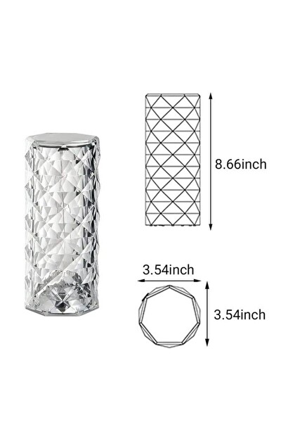 Başkenttekno Kristal Led Dokunmatik Sensörlü Usb Şarj Restoran Masa Lambası LW1