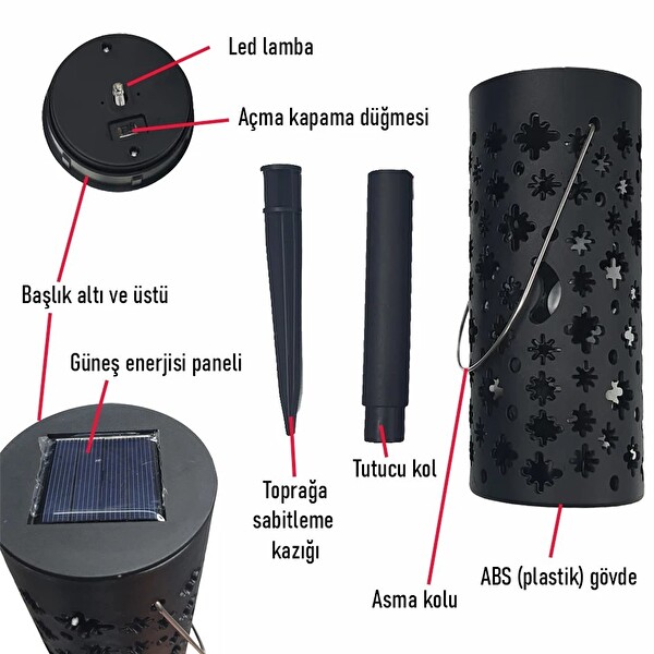 Upway Güneş Enerjili Karanlık Sensörlü Yıldız Hilal Desenli Dekoratif Bahçe Ağaç Çim Lambası