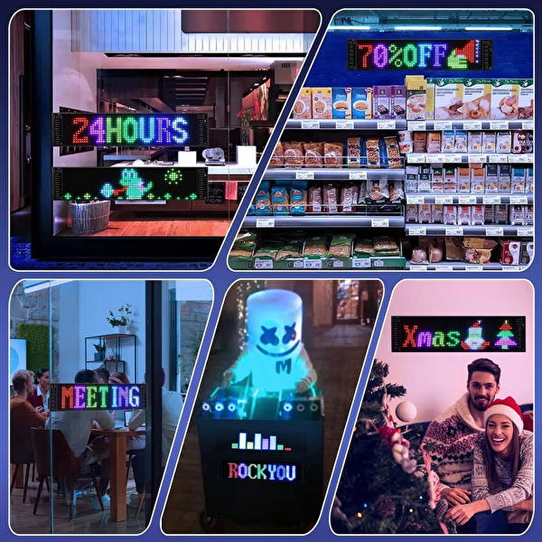 Çeşithane LED Matrix Panel RGB Yazı Panosu Bluetooth Kumandalı