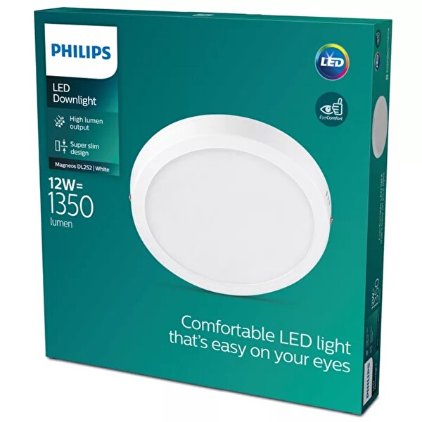 Philips Magneos DL252 12W 2700K Günışığı LED Gömme Spot Yuvarlak Beyaz Kasa Sıvaüstü Armatür