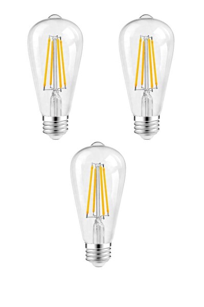 Rutter RT-11201 6W Armut Rustik Led 6500K Flamentli Vintange Beyaz Ampul 3 Adet