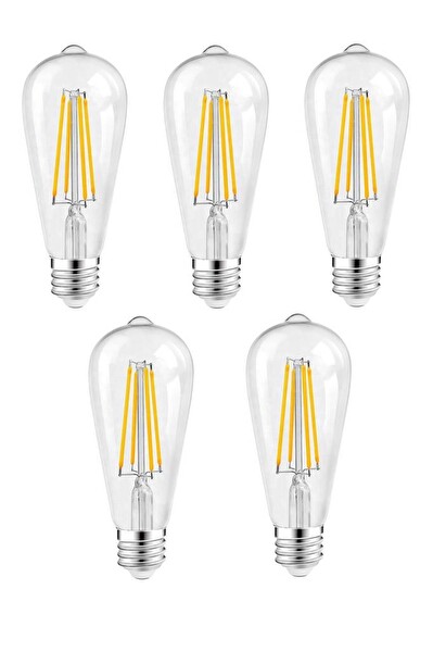 Rutter RT-11201 6W Armut Rustik Led 6500K Flamentli Vintange Beyaz Ampul 5 Adet