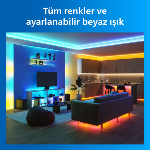 Philips Smart Lighting RGBICWW 10 M Type-C-Google Home Alexa HomeKit ve Matter Uyumlu Şerit Led