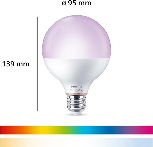 Philips Smart Lighting LED Globe Ampul G95 E27 75W Eşdeğer RGB - Google Home - Alexa - HomeKit ve Matter Uyumlu