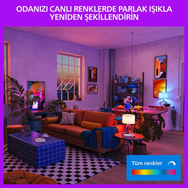 Philips Smart Lighting LED Ampul A60 E27 60W Eşdeğer RGB 2'li Paket - Google Home - Alexa - HomeKit ve Matter Uyumlu