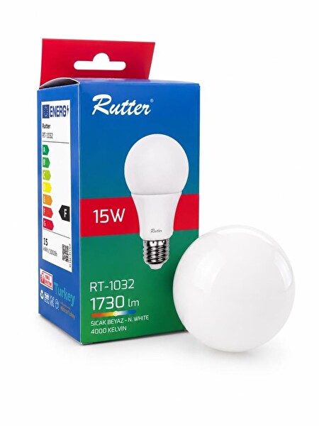 Rutter RT-1032 E27 15W 4000K Günışığı Yüksek Lümen Güçlü Aydınlatma Yüksek Verimli LED Ampul