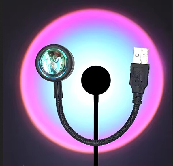 Sge Teknoloji Tek Mod USB LED Rainbow Kızıl Gün Batımı Projektör Lambası Fotoğraf Çekim Işığı Dekoratif Işık