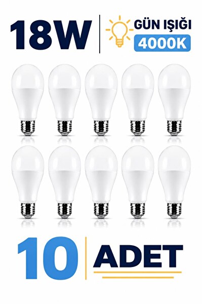Şahnet 18W E27 LED Ampul 4000K Gün Işığı Led Lamba - 10 Adet