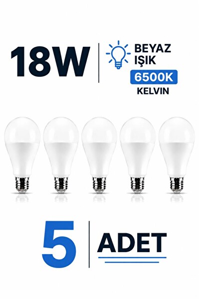 Şahnet 18W E27 LED Ampul 6500K Beyaz Işık 5 Adet