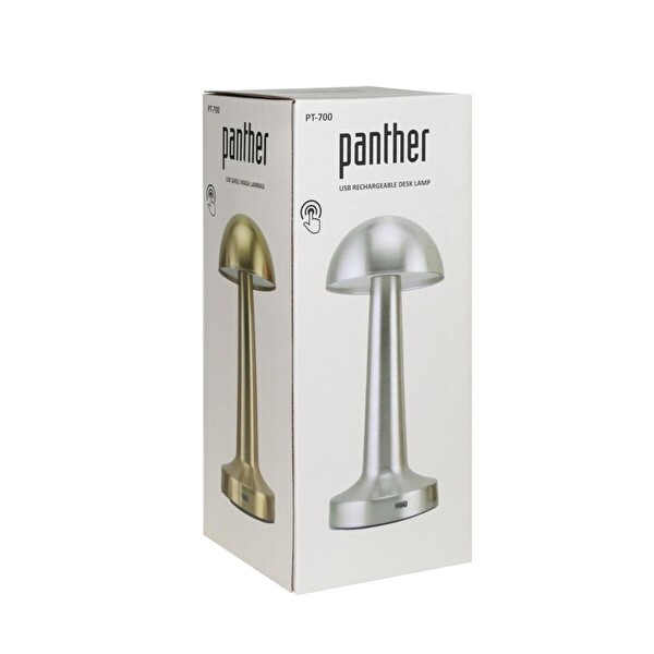 Panther PT-700 Silver Mantar Tasarım Şarjlı Lamba 3 Farklı Işık Dokunmatik Masa Lambası