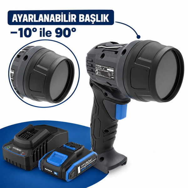 Hyundai WL20S-250 20V Akülü LED Çalışma Lambası Seti 250 Lümen 2Ah Akü ve Şarj Cihazı Dahil