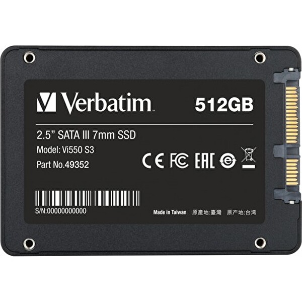 Verbatim VI550 S3 512 GB 520/500 MB/s Sata3.0 2.5