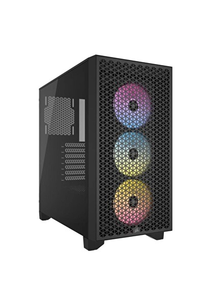 Corsair Icue CC-9011255-WW 3000D 3X AR120 RGB Airflow Temperli Cam Mid-Tower Siyah Gaming Kasa