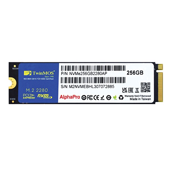 TwinMOS NVME256GB2280AP 3600-3250 MB/s TLC 3DNAND 256 GB M.2 PCIe Gen3 NVMe SSD
