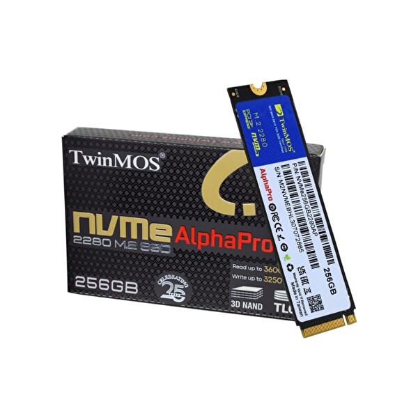 TwinMOS NVME256GB2280AP 3600-3250 MB/s TLC 3DNAND 256 GB M.2 PCIe Gen3 NVMe SSD