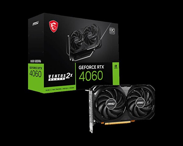 MSI GeForce RTX 4060 Ventus 2X Black 8G OC RTX4060 8 GB GDDR6 128 Bit DX12 PCIe 4.0 X8 Ekran Kartı