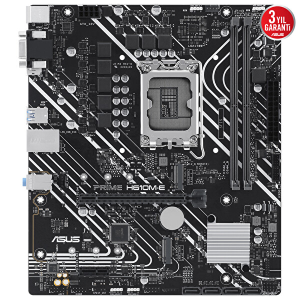 Asus Prime H610M-E-CSM Intel H610 LGA1700 DDR5 5600 DP HDMI VGA Çift M2 USB3.2 Aura RGB Matx Anakart
