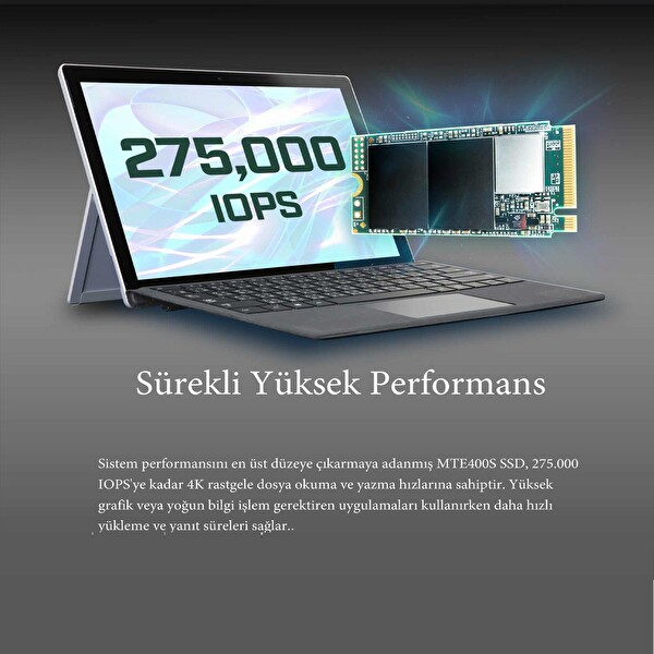 Transcend TS512GMTE400S 512 GB PCıe Gen3x4 Nvme 3D TLC Dram-Less 22x42 M.2 SSD