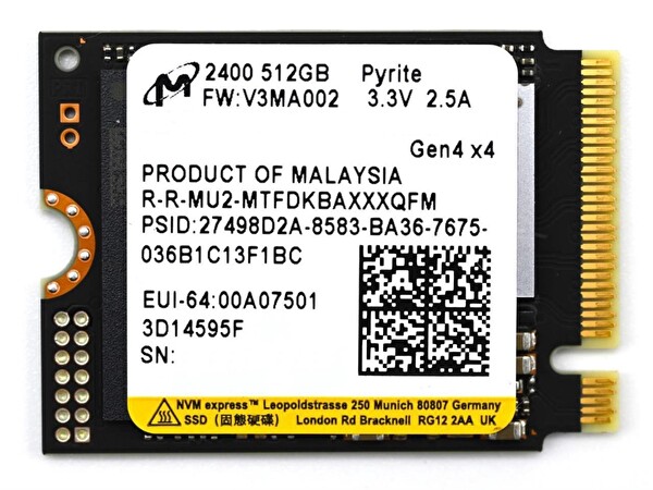Micron 2400A 512 GB M.2 2230 NVMe SSD