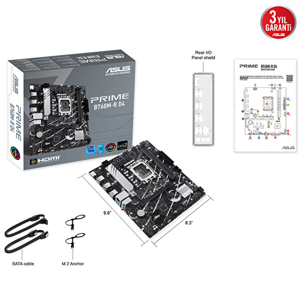 Asus Prime B760M-R D4 Intel B760 Soket 1700 5333 MHz DDR4 2xM.2 mATX Anakart
