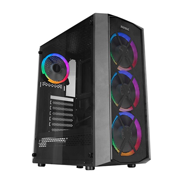 Everest Flat Mesh Powersız Siyah Temper Camlı Mid Tower ATX Kasa