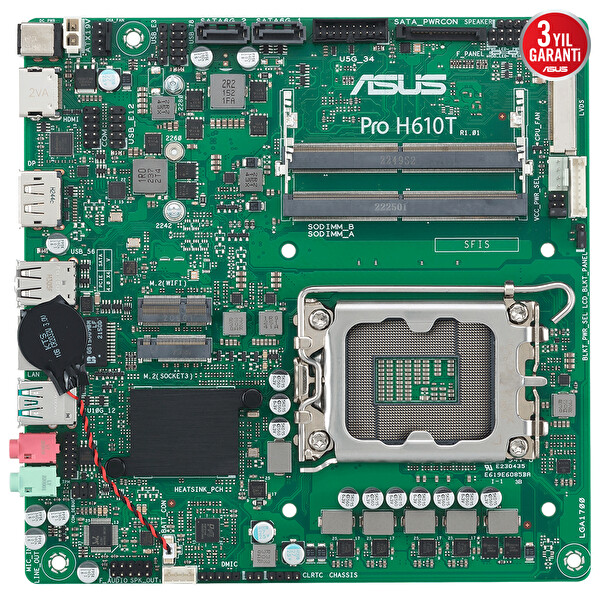 Asus Pro H610T-CSM LGA1700 DDR5 5600 MHz Mini-Itx Anakart
